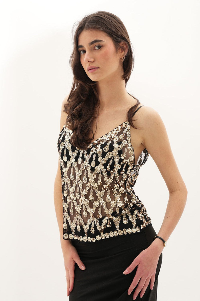 Lola Embellished Top - Gold
