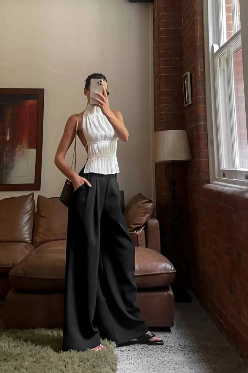 Lauren - Backless Pleated Top