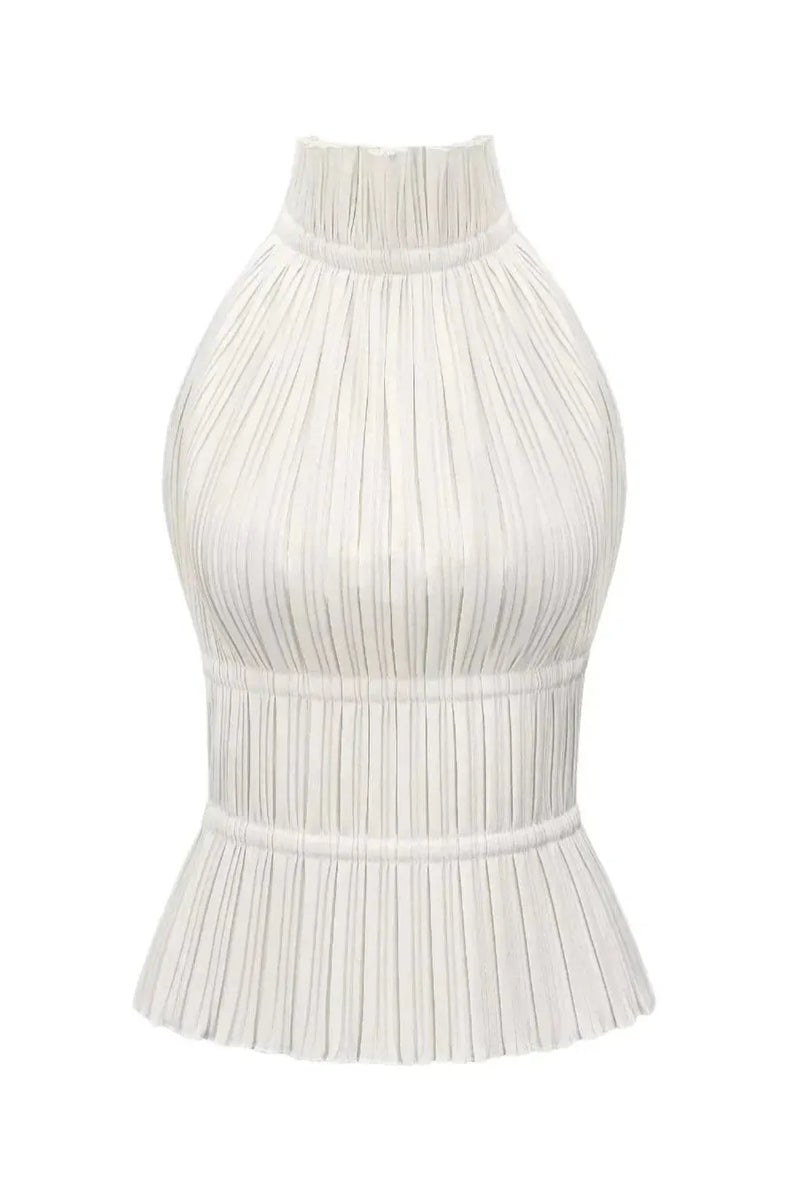 Lauren - Backless Pleated Top