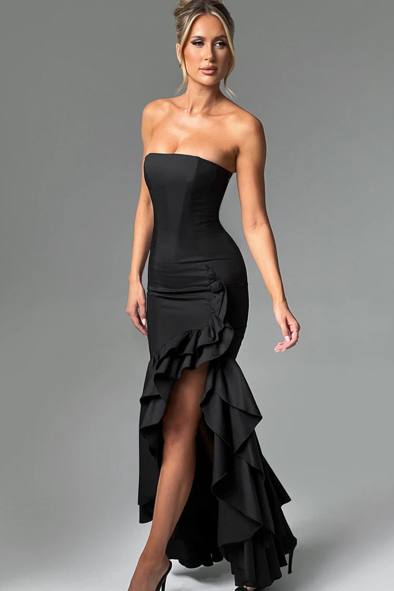 Seraphina - Ruffle Slit Maxi Dress