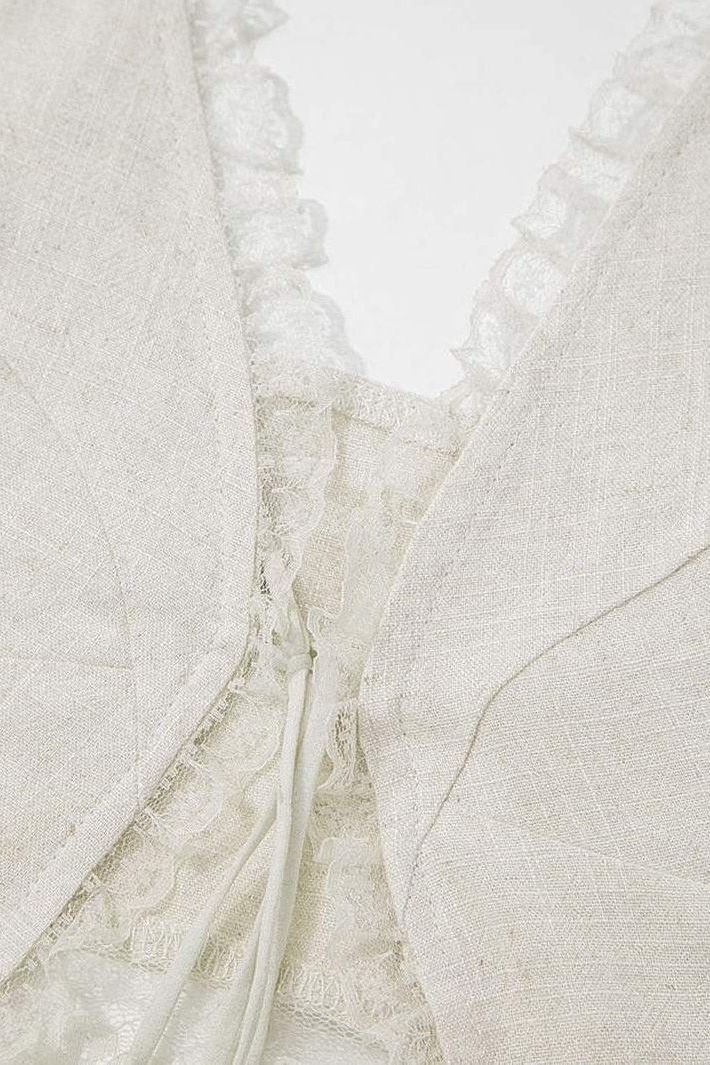 Leona - Front Tie Top with Lace Trims