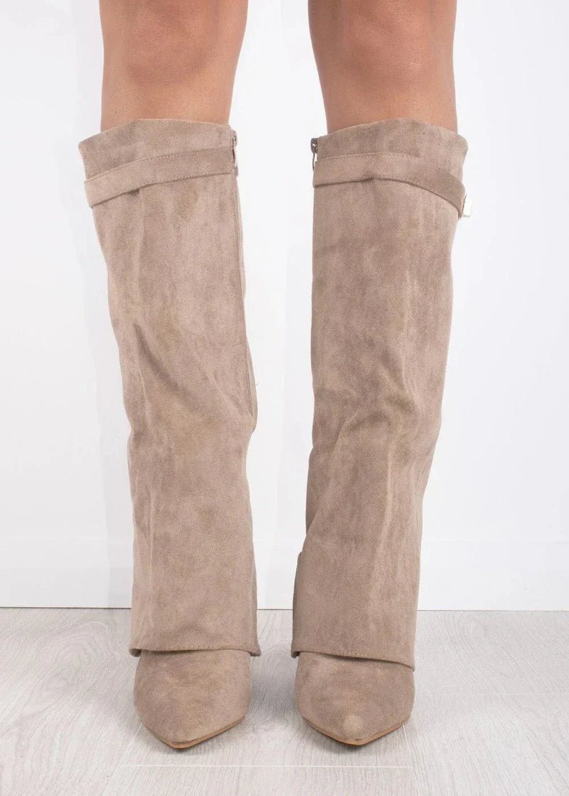 Cream Luxe - High Vegan Suede Boots