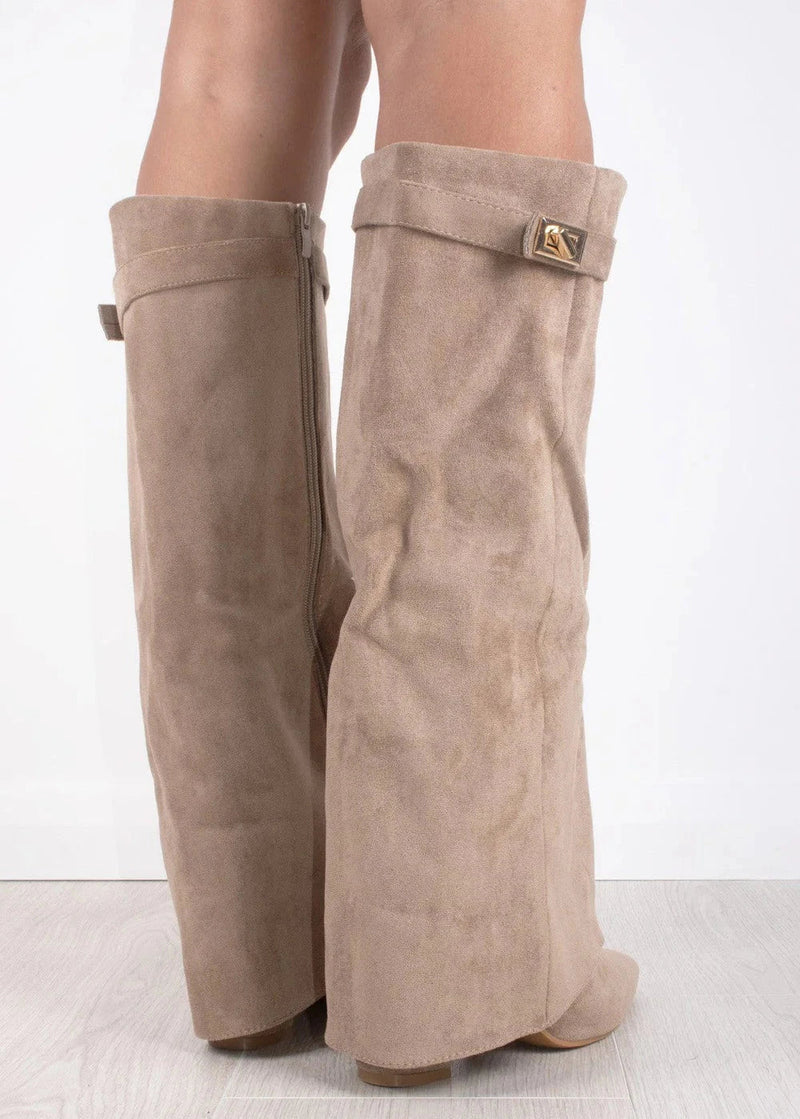 Cream Luxe - High Vegan Suede Boots