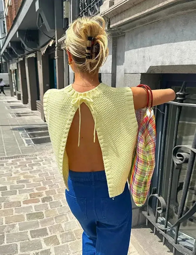 Up-Casual-Elegant-Pullover-2023-Summer-Autumn-Chic-Knitwears-Yellow-Knit-O-neck-Sleeveless-Cropped-Top.webp