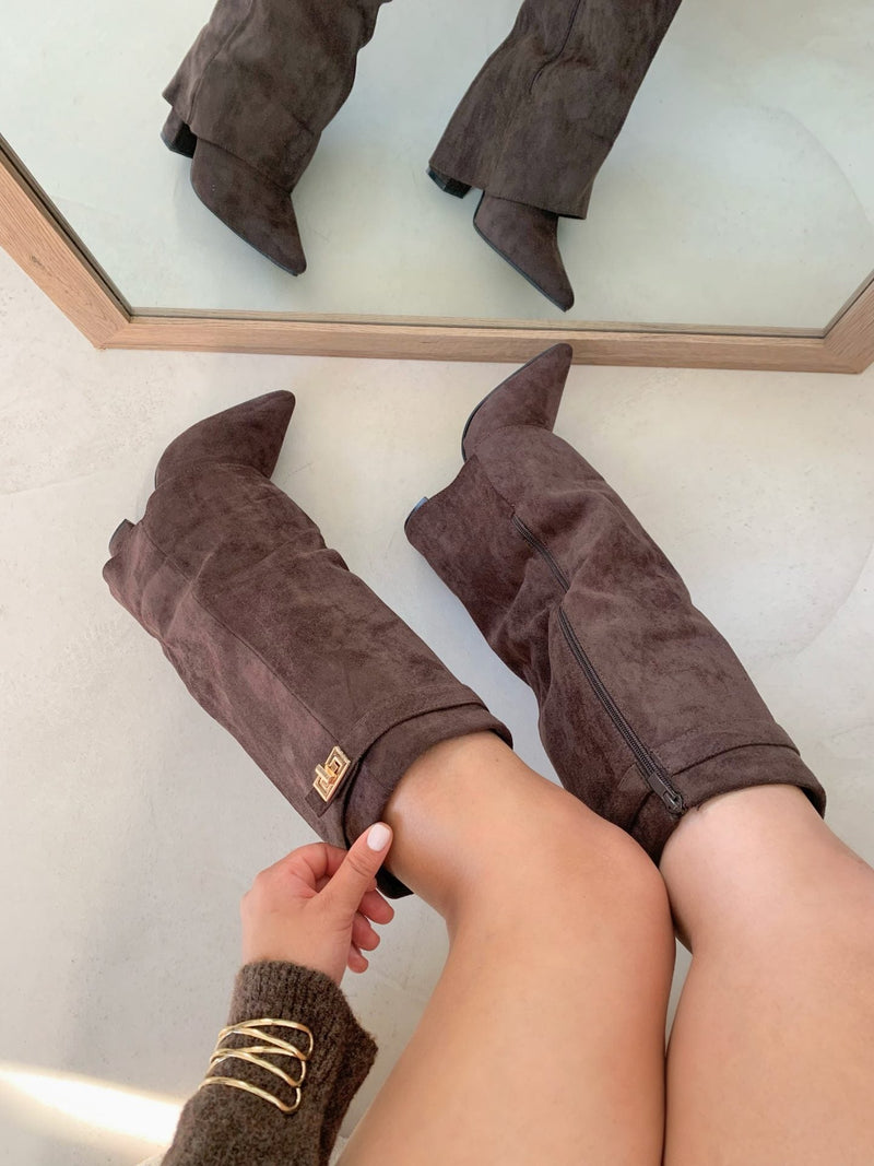 Mocha Luxe - High Vegan Suede Boots
