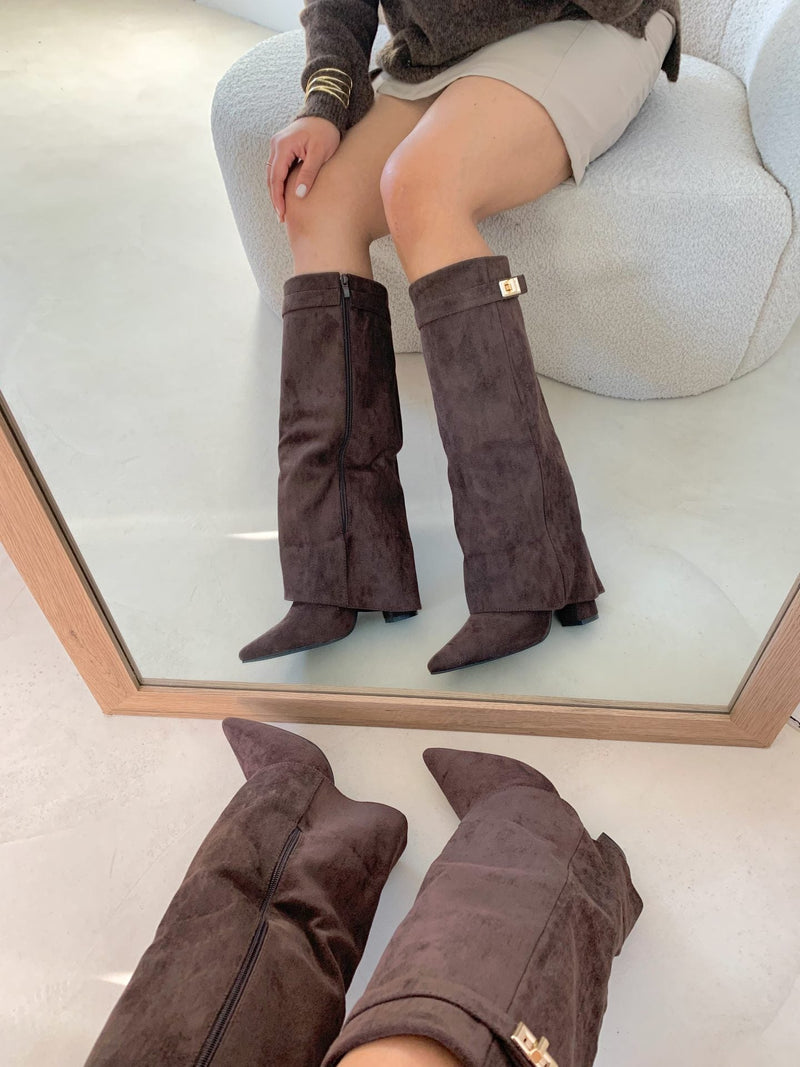 Mocha Luxe - High Vegan Suede Boots