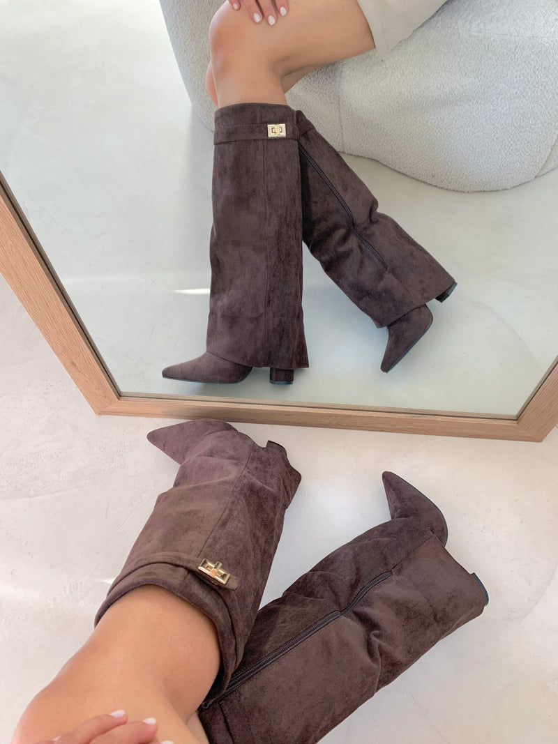 Mocha Luxe - High Vegan Suede Boots