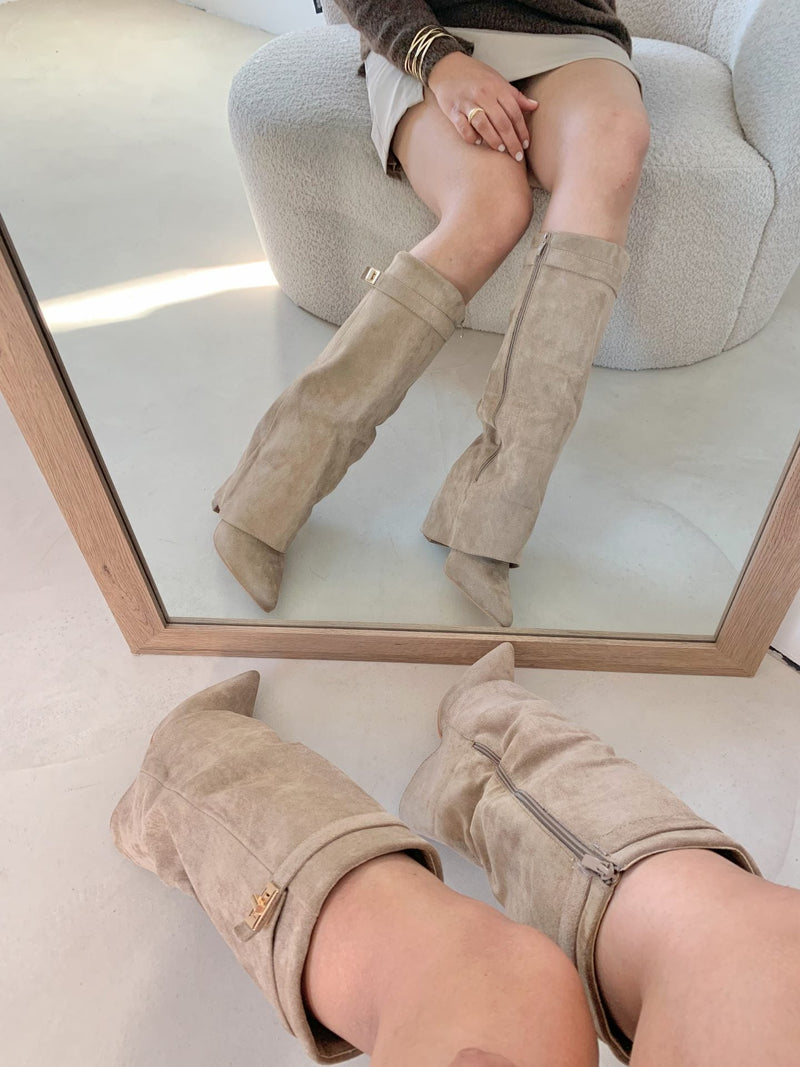 Cream Luxe - High Vegan Suede Boots