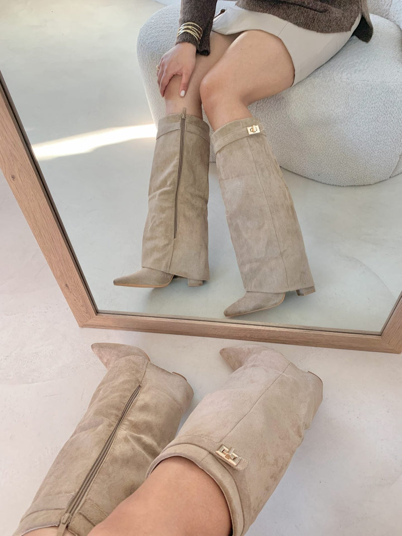 Cream Luxe - High Vegan Suede Boots