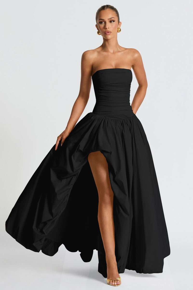 Jillian - Satin Ruffle Maxi Dress
